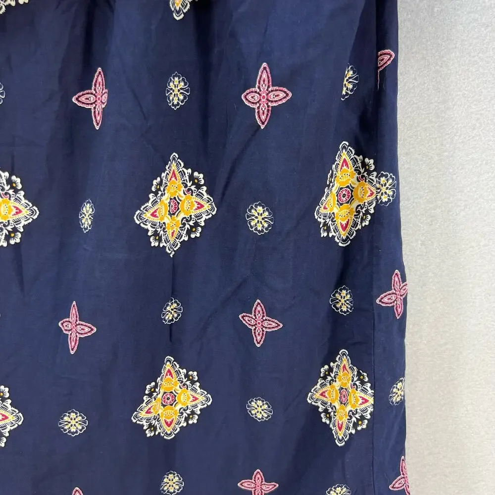 Entro Midi Sun Dress Women's Size Large Navy Boho Lined Adjustable Straps Hippie - Picture 5 of 15